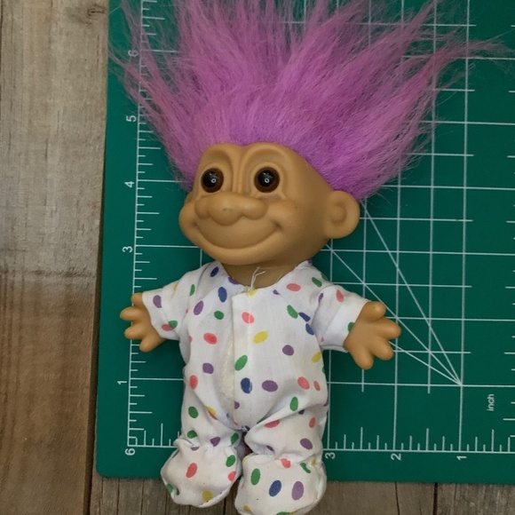 Vintage Russ PJs Pajamas Troll Doll 5" Troll 90s Toy 80s Toy Purple Pink Hair - Picture 4 of 6